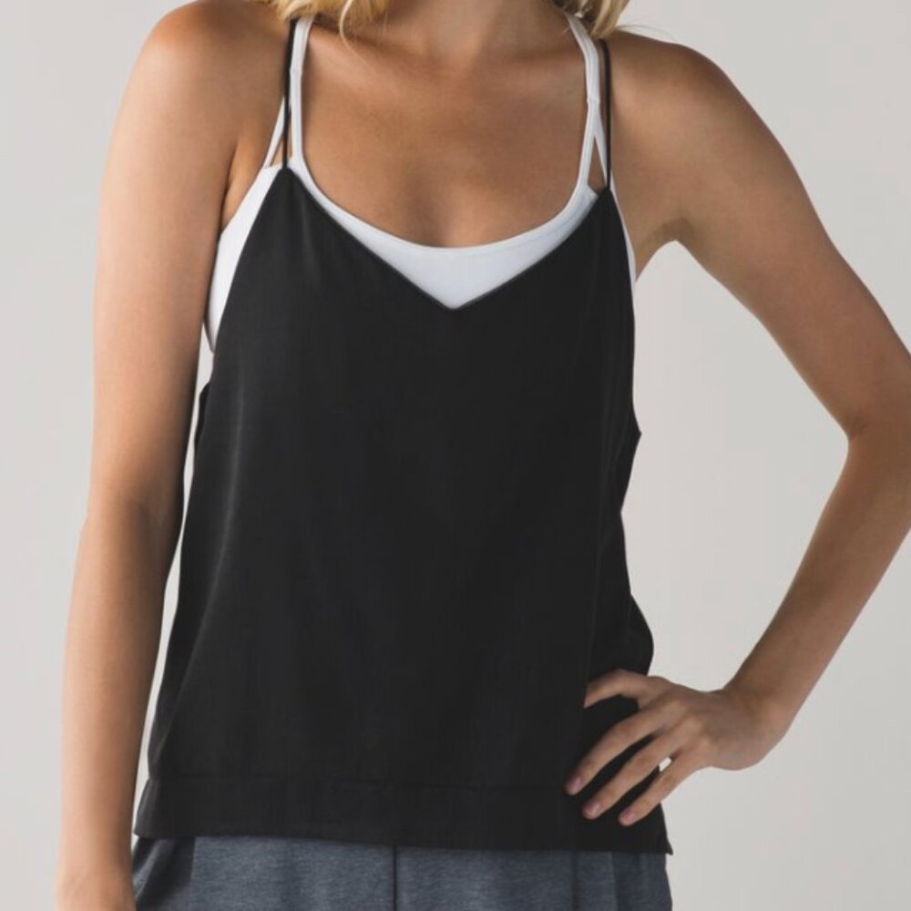 Lululemon Wake & Flow Camisole Black size 6 (like silk!)